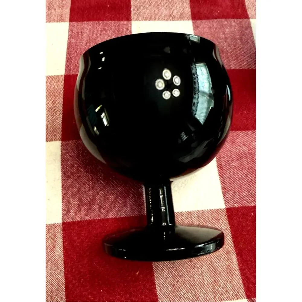 Vintage Art Deco Black amethyst Goblet/Wine glasses Stemmed set 4 MCM
